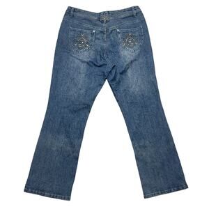 Vintage Wide Leg Y2K Jeans 16 Bedazzled Embellished Rhinestone High Rise